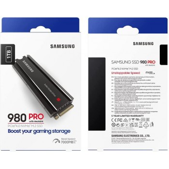 SAMSUNG 980 PRO SSD with Heatsink 1TB PCIe Gen 4 NVMe M.2 Internal Solid State Hard Drive, Heat Control, Max Speed, PS5 