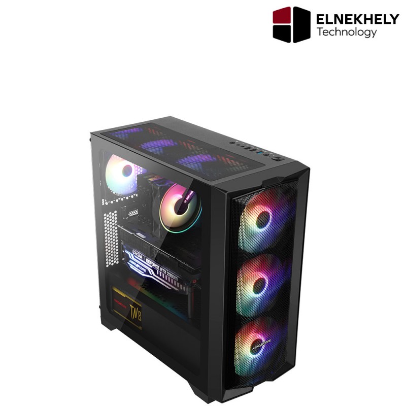 ABKONCORE-H450X-MESH with MT700W80+ Tempered  Glass mesh front mid tower