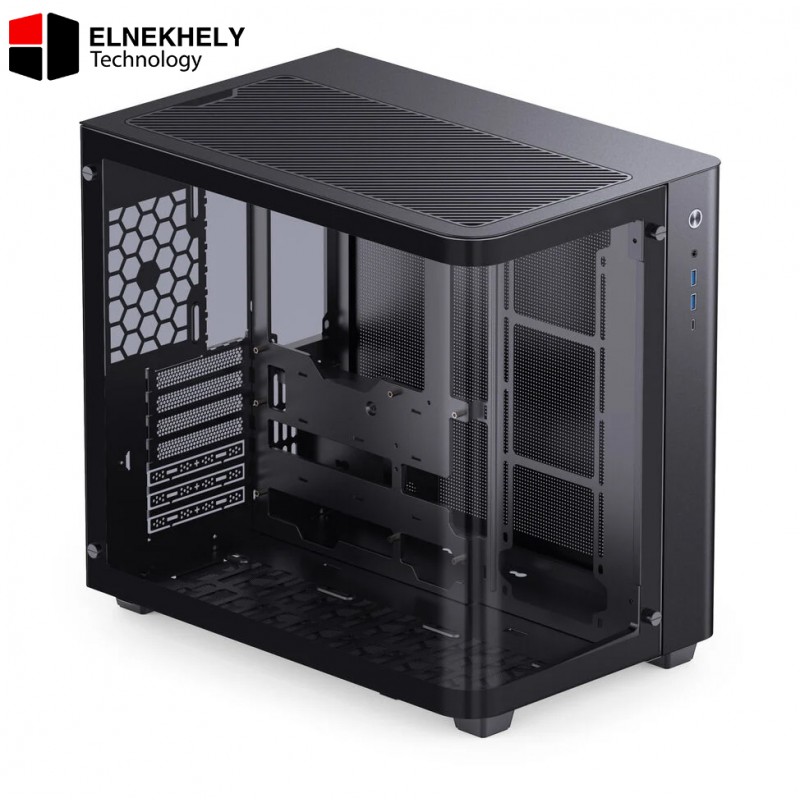 JONSBO TK-3 Black One-Piece Curved Glass ATX Mid Tower Pc Case, One-Piece Curved Glass, SP BTF MB/Dual 360 AIO/ATX PSU/40Series GPU, with 10 Fan Positions, 270 Degree Side View Display,Black Chassis