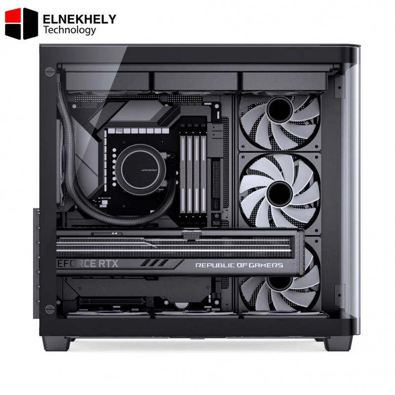 JONSBO TK-3 Black One-Piece Curved Glass ATX Mid Tower Pc Case, One-Piece Curved Glass, SP BTF MB/Dual 360 AIO/ATX PSU/40Series GPU, with 10 Fan Positions, 270 Degree Side View Display,Black Chassis