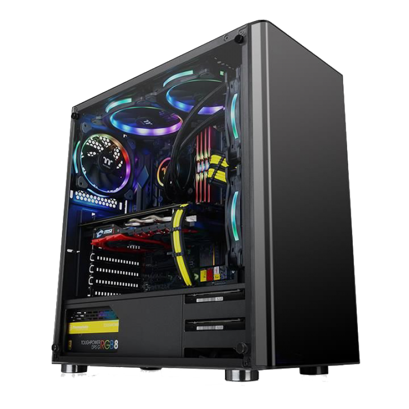 Thermaltake V200 Tempered Glass Edition Mid Tower Case + Thermaltake 600w 80 plus actve PSU