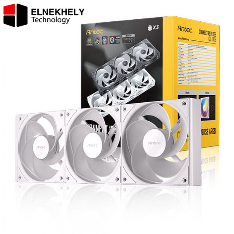 Antec Connect C120R Reverse ARGB 3 Fan Pack White