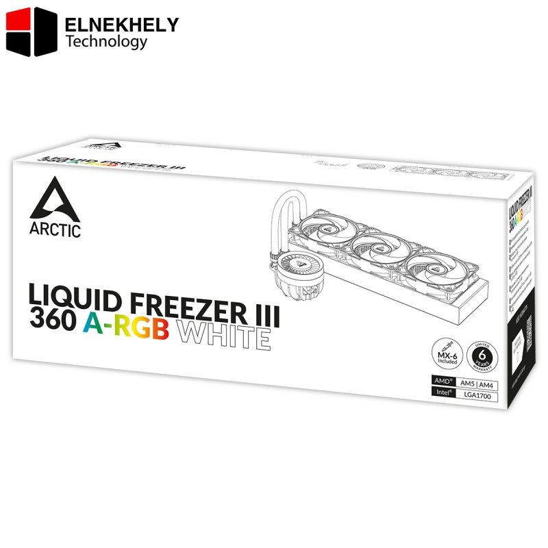 ARCTIC Liquid Freezer III 360 A-RGB - CPU AIO Water Cooler Water Cooling PC Intel AMD Efficient PWM-Controlled Pump Fan 200 2000 RPM LGA1851 and LGA1700 Contact Frame - White