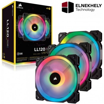 Corsair iCUE LL120 RGB Kit of 3 Addressable RGB 600-1500 RPM Case Fans