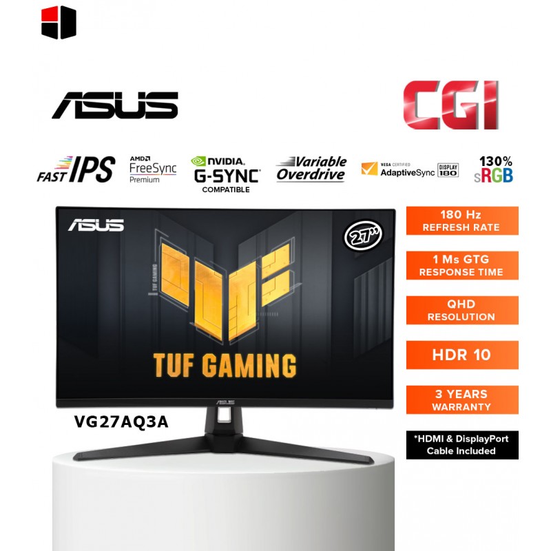 TUF Gaming VG27AQ3A Gaming Monitor – 27-inch, QHD(2560x1440) 180Hz Fast IPS