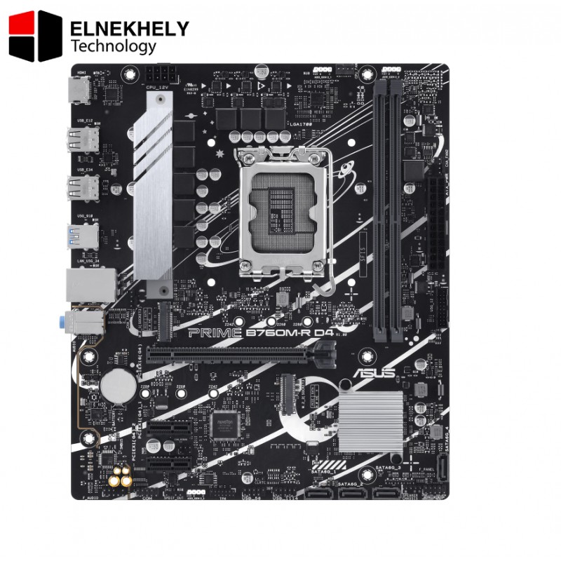 ASUS PRIME B760M-R D4, an Intel B760 LGA 1700 micro-ATX motherboard with PCIe 4.0, two PCIe 4.0 M.2 slots, DDR4, Realtek 2.5Gb Ethernet, HDMI™, SATA 6 Gbps, front USB 5Gbps ports, Aura Sync