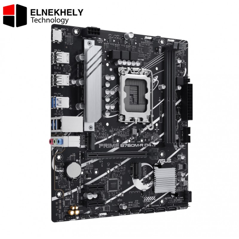 ASUS PRIME B760M-R D4, an Intel B760 LGA 1700 micro-ATX motherboard with PCIe 4.0, two PCIe 4.0 M.2 slots, DDR4, Realtek 2.5Gb Ethernet, HDMI™, SATA 6 Gbps, front USB 5Gbps ports, Aura Sync