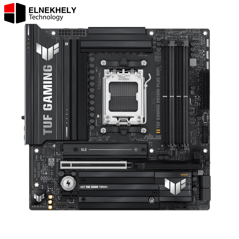 ASUS TUF Gaming B850M-PLUS WiFi AMD AM5 B850 mATX Motherboard, 14+2+1 80A DrMOS Stages, DDR5, PCIe 5.0, 3X M.2, Wi-Fi 6E, 2.5Gb LAN, DP, HDMI™, USB 10Gbps & 20Gbps Type-C®, BIOS Flashback™, Aura Sync