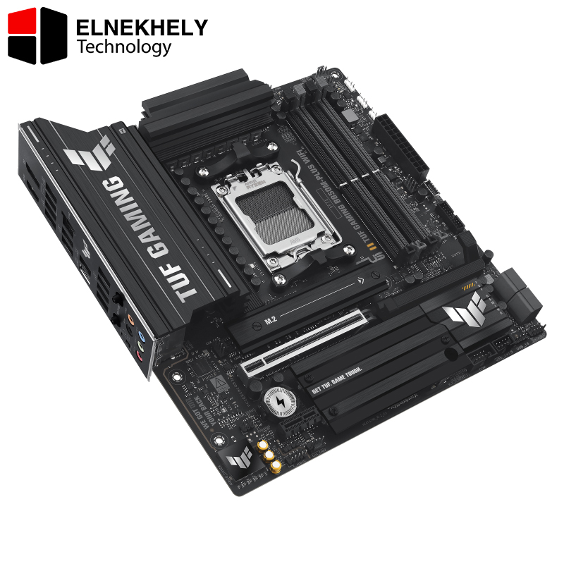 ASUS TUF Gaming B850M-PLUS WiFi AMD AM5 B850 mATX Motherboard, 14+2+1 80A DrMOS Stages, DDR5, PCIe 5.0, 3X M.2, Wi-Fi 6E, 2.5Gb LAN, DP, HDMI™, USB 10Gbps & 20Gbps Type-C®, BIOS Flashback™, Aura Sync