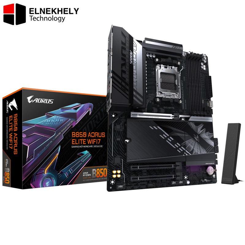 GIGABYTE B850 AORUS ELITE WIFI7 Motherboard - AMD Ryzen 9000 Series CPUs, 14+2+2 Phases Digital VRM, up to 8200MHz DDR5 (OC), 1xPCIe 5.0 + 2xPCIe 4.0 M.2, 2.5 LAN, WIFI 7, USB 3.2 Gen 2x2 (B850 A ELITE WF7)