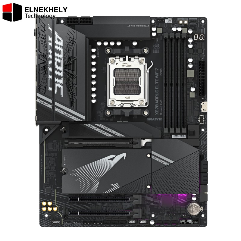 GIGABYTE X870 AORUS Elite WIFI7 AMD AM5 LGA 1718 Motherboard, ATX, DDR5, 4X M.2, PCIe 5.0, USB4, WIFI7, 2.5GbE LAN, EZ-Latch