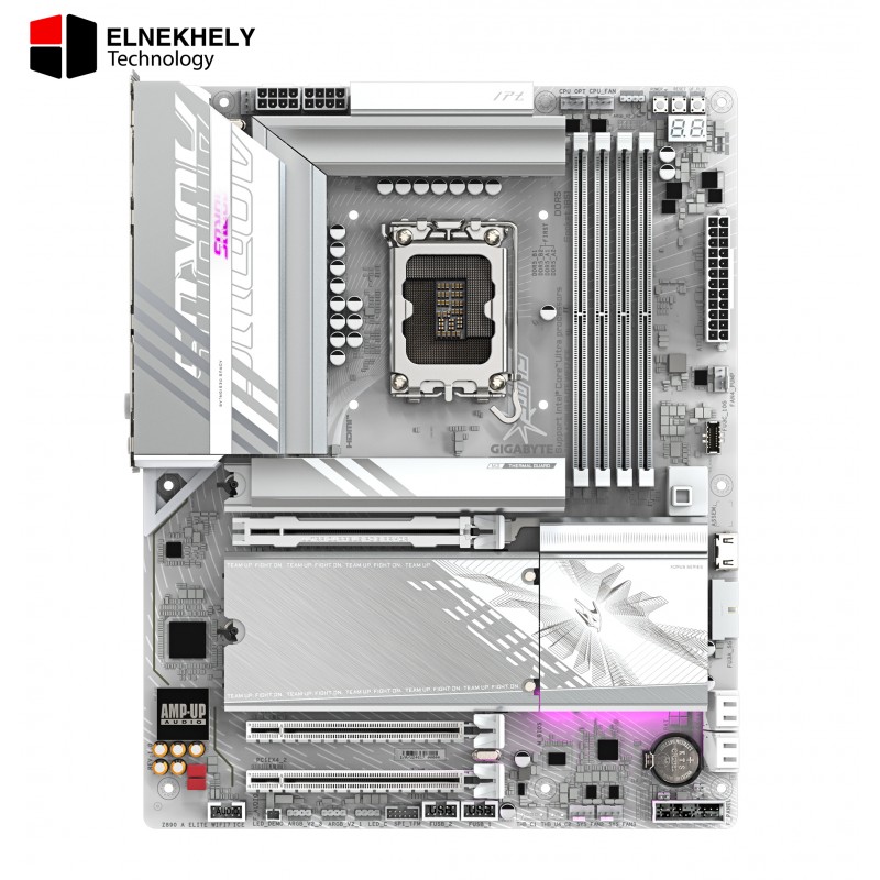 GIGABYTE Z890 AORUS Elite WIFI7 ICE Intel Core Ultra (Series 2) LGA 1851 Motherboard, ATX, DDR5, 3X M.2, PCIe 5.0, Thunderbolt 4, WIFI7, 2.5GbE LAN, EZ-Latch