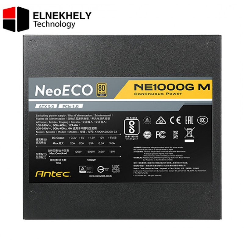 ANTEC NeoECO, NE1000G M ATX3.0, 1000W Full Modular PSU, 80 Plus Gold