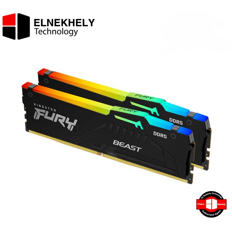 Kingston Fury 32Gb (2x16GB) DDR5 5600Mhz RGB CL40-40-40 Desktop Memory|KF556C40BBAK2-32