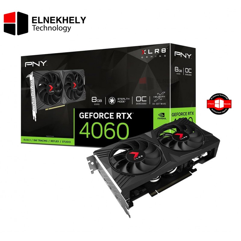 PNY GeForce RTX 4060 8GB XLR8 Gaming Verto Dual Fan OC Graphics Card DLSS 3