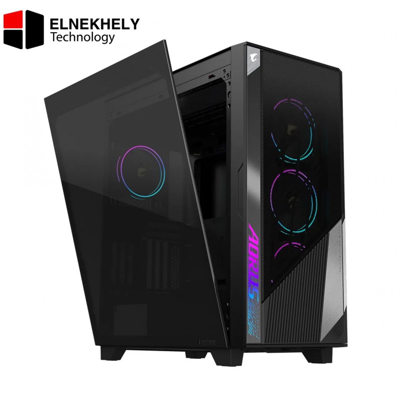 GIGABYTE AORUS C500 Glass – Black Mid Tower PC Gaming Case, Tempered Glass, USB Type-C, 4X ARBG Fans Included