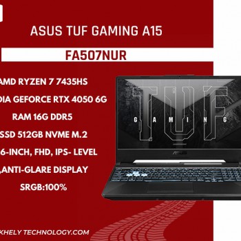 ASUS TUF Gaming  A15 FA507NUR-LP007W, AMD RYZEN 7-7435HS , 16GB RAM , 512G SSD M.2 NVMe , RTX 4050 6GB , 15.6″ FHD IPS 144Hz