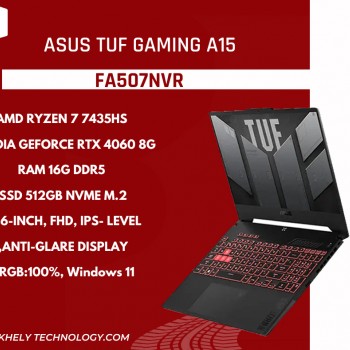 ASUS TUF A15 FA507NVR-LP007W Gaming Laptop AMD Ryzen 7 7435HS 512GB 16GB RAM 15.6 FHD sRGB 100 144Hz NVIDIA GeForce RTX 4060 8GB GDDR6 Windows 11 - Jaeger Gray