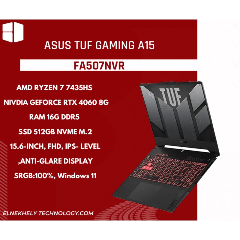 ASUS TUF A15 FA507NVR-LP007W Gaming Laptop AMD Ryzen 7 7435HS 512GB 16GB RAM 15.6 FHD sRGB 100 144Hz NVIDIA GeForce RTX 4060 8GB GDDR6 Windows 11 - Jaeger Gray