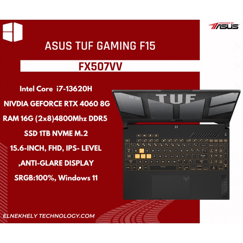 Asus FX507VV-LP156W TUF Gaming F15 Intel Core i7-13620H Processor 16GB RAM 1TB SSD NVIDIA GeForce RTX 4060 8GB Graphics Windows 11 15.6-inch FHD 16 9 144Hz Display Gaming Laptop Jaeger Gray