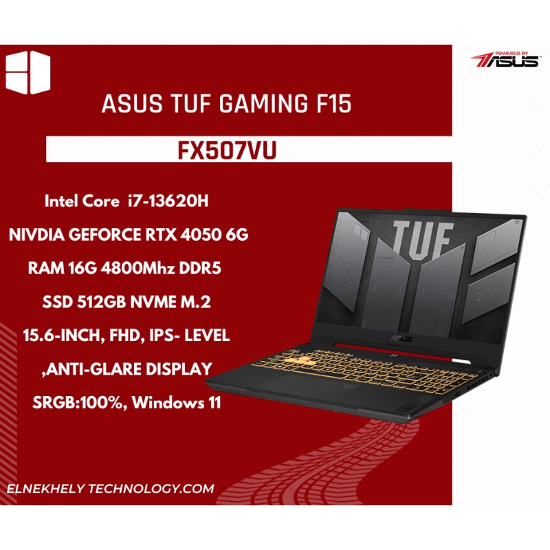 ASUS TUF Gaming F15 FX507VU-LP163W - Intel Core i7-13620H - NVIDIA GeForce RTX 4050 6GB - 16GB DDR5 4800 MHz - 512GB PCIe 4.0 NVMe - 15.6-inch FHD 144HZ - Windows 11