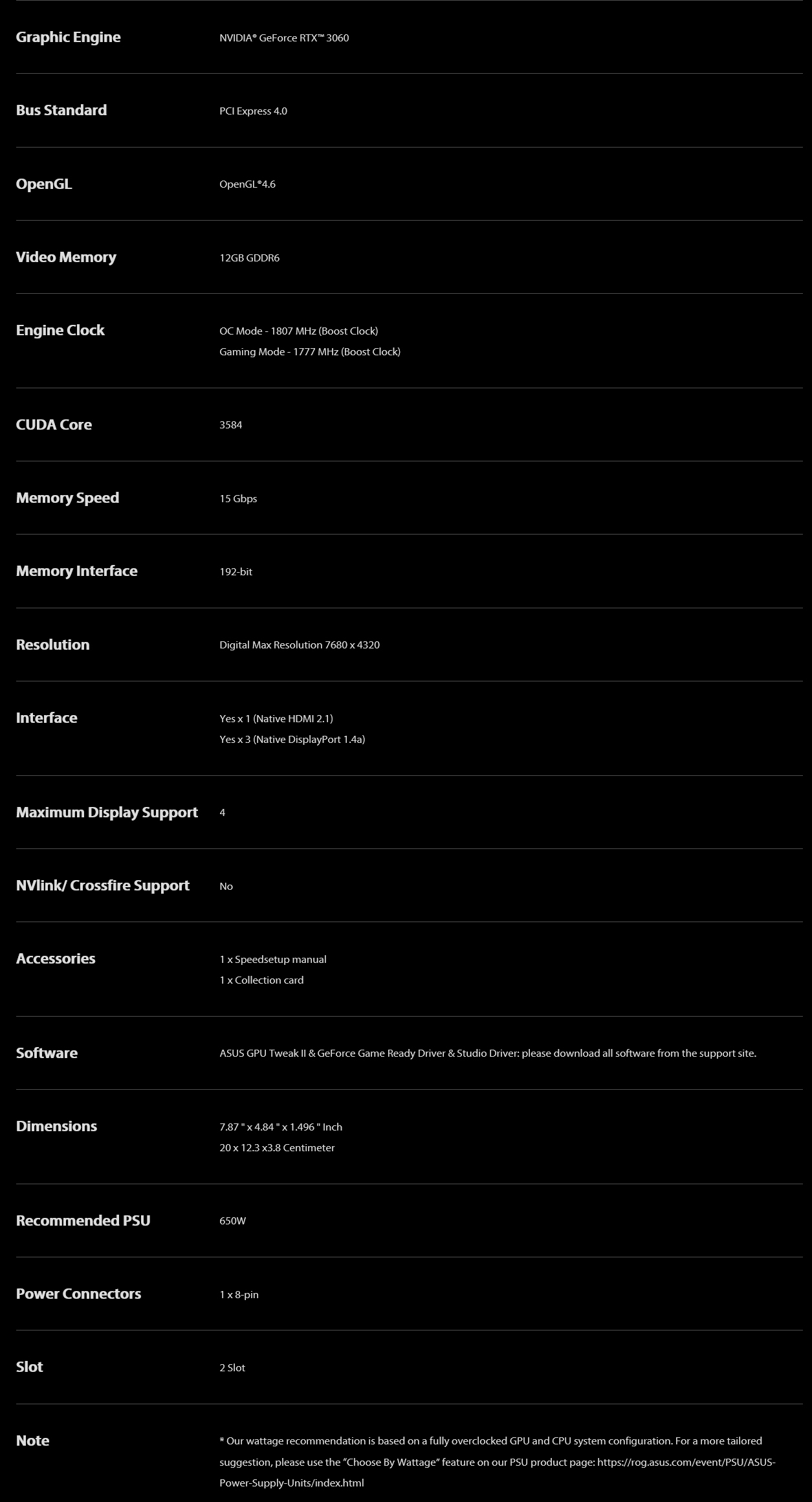 ASUS Dual GeForce RTX 3060 12GB GDDR6, Graphics Card